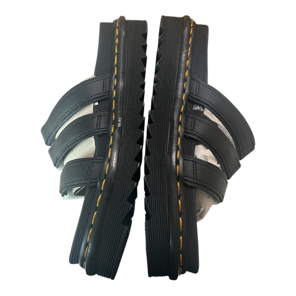 Dr. Martins Blair Leather Buckle Slides in Hydro Leather Black Womens Size 11 - Picture 4 of 13